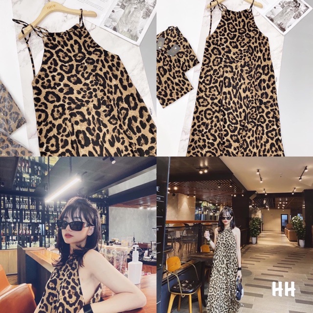 đầm 2 dây da beo siêu hot
