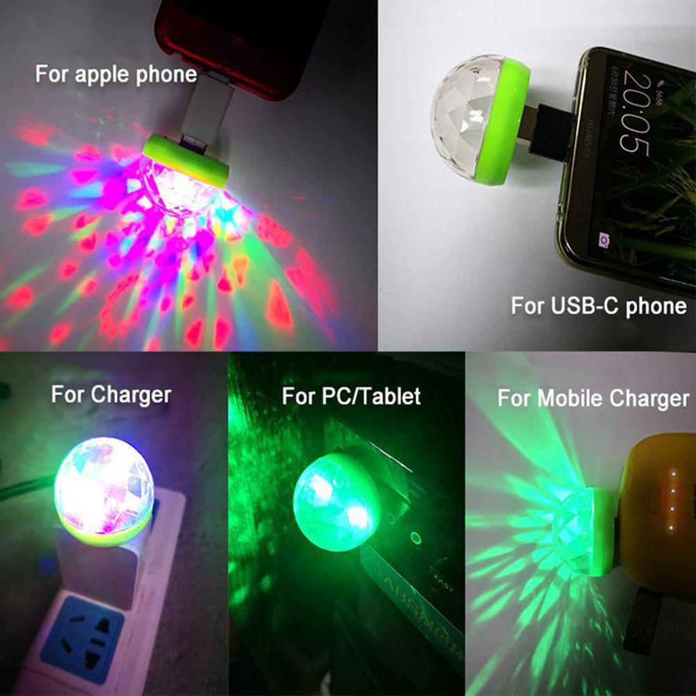 Mini 4LED Bóng xoay USB LED Sân khấu đầy màu sắc Ánh sáng Xe hơi DJ Party Công cụ đèn chiếu