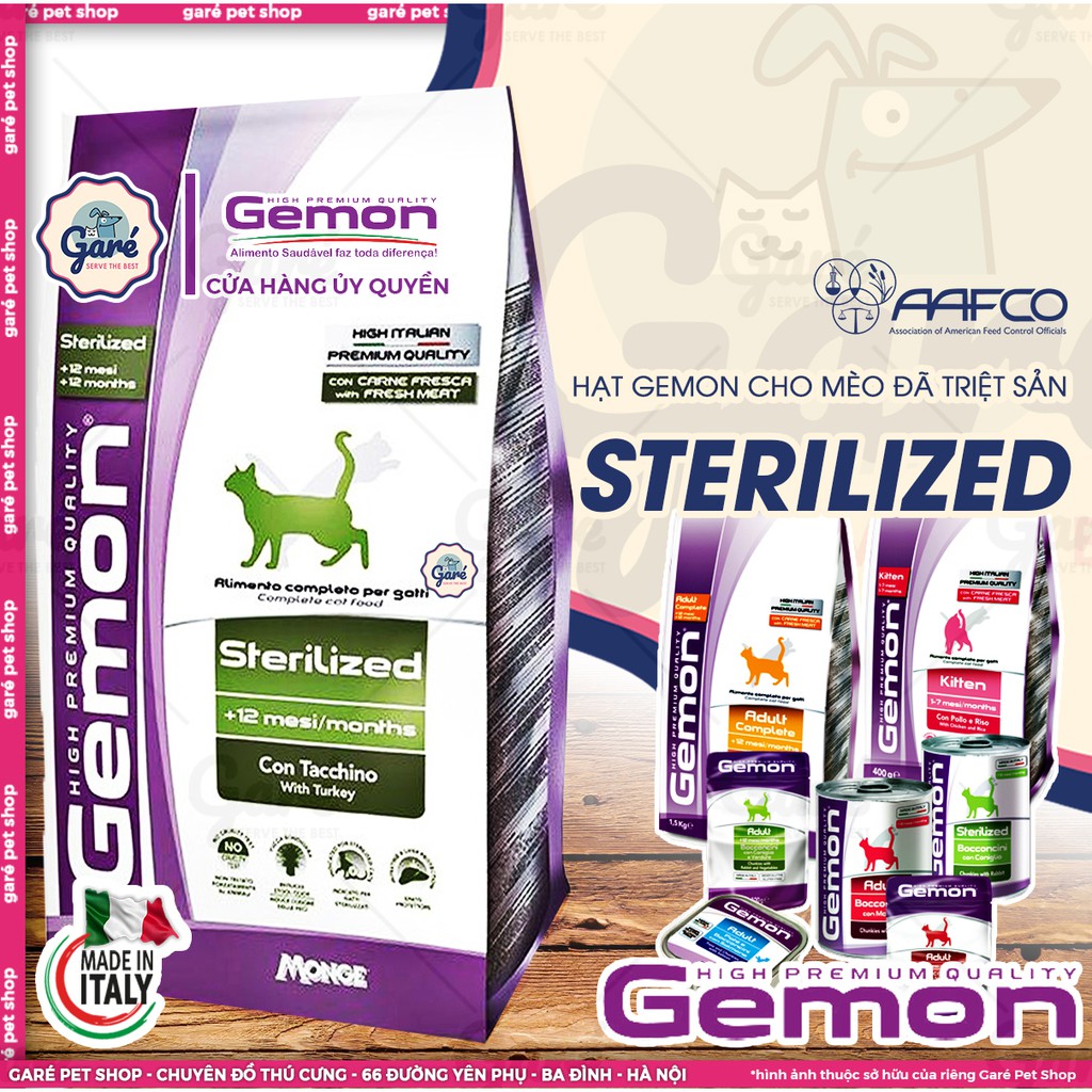 400gr - Hạt Sterilized Gemon dành cho Mèo đã triệt sản nhập khẩu từ Ý - Sterilized with Turkey Made in Italia