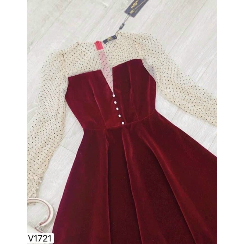 váy nhung phối cổ bi VNS0121024 | BigBuy360 - bigbuy360.vn