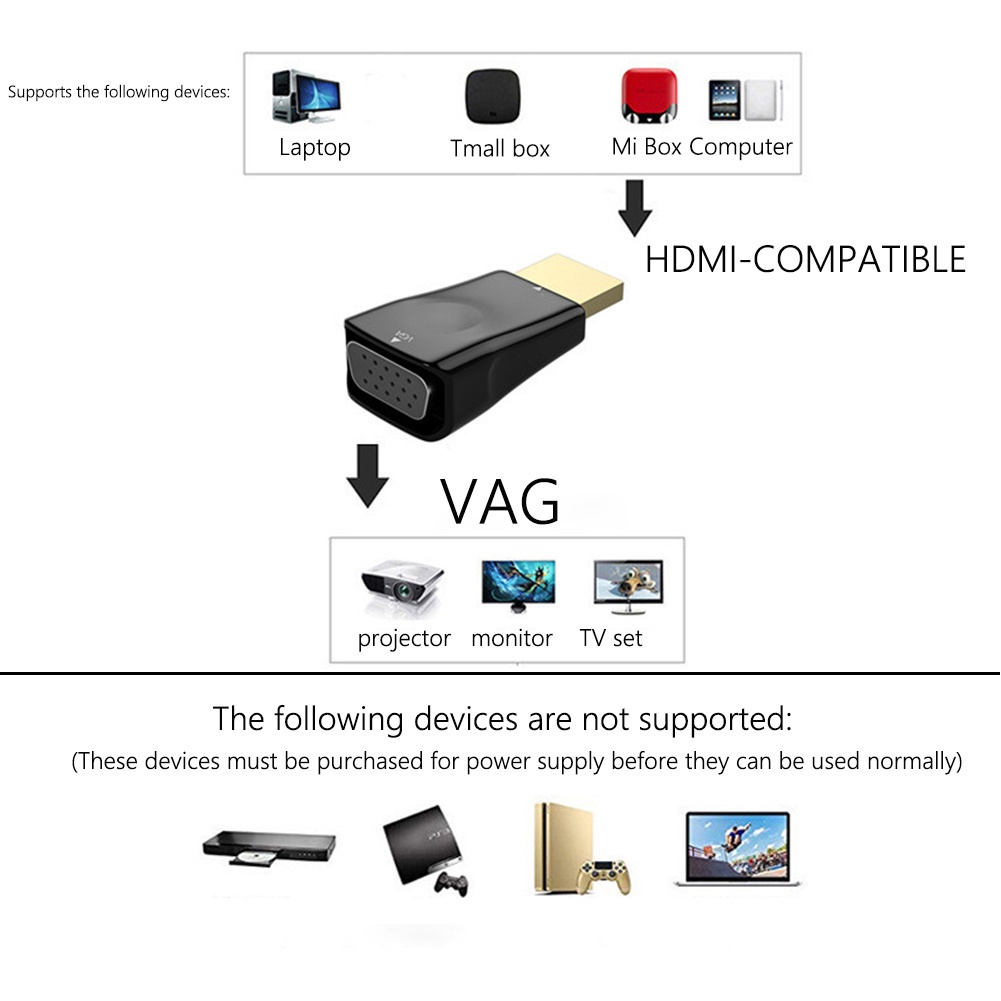 Đầu Chuyển Đổi Hdmi Sang Vga HD 1080P Vga Chuyên Dụng Cho Máy Chiếu Laptop