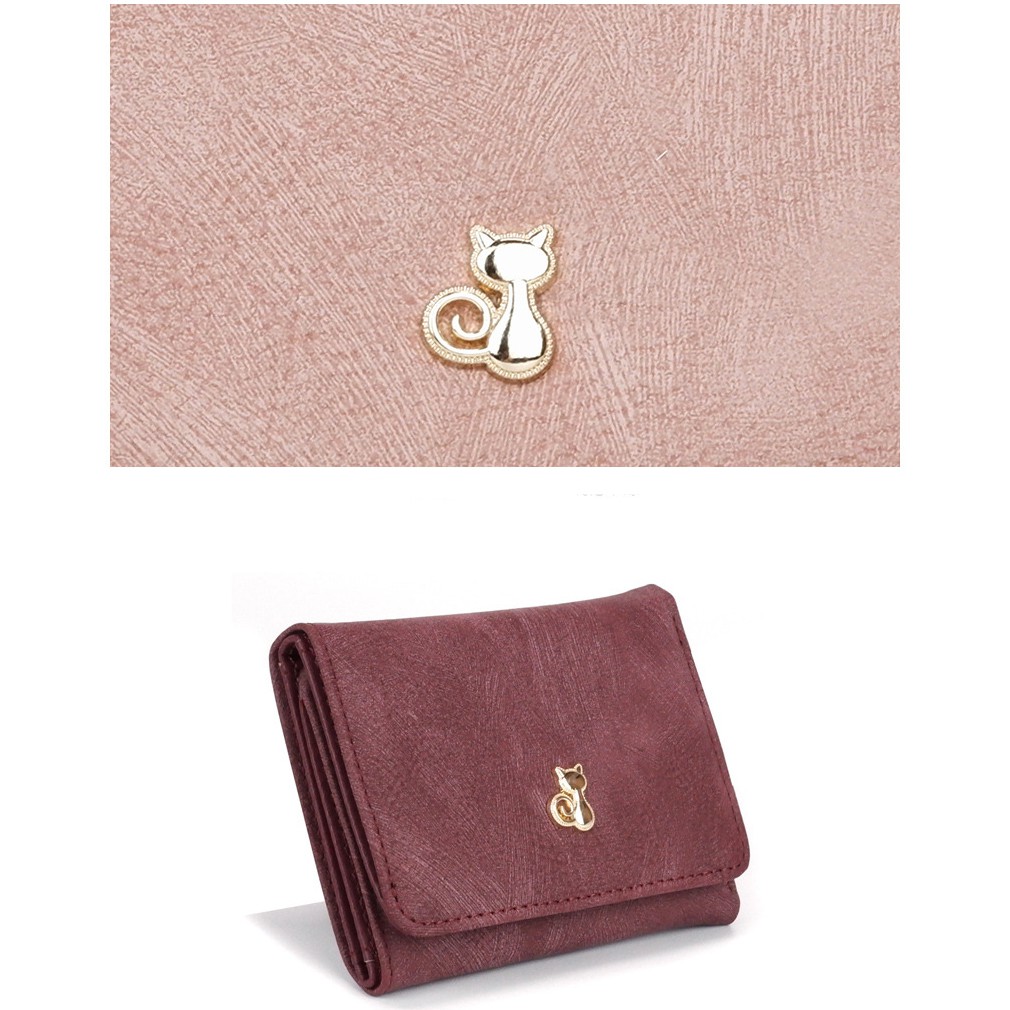 [Mã WAMT2405 giảm 10K đơn 0K] Ví nữ cầm tay mini PaPu da nhung mềm mịn,logo mèo dễ thương VN18 | BigBuy360 - bigbuy360.vn