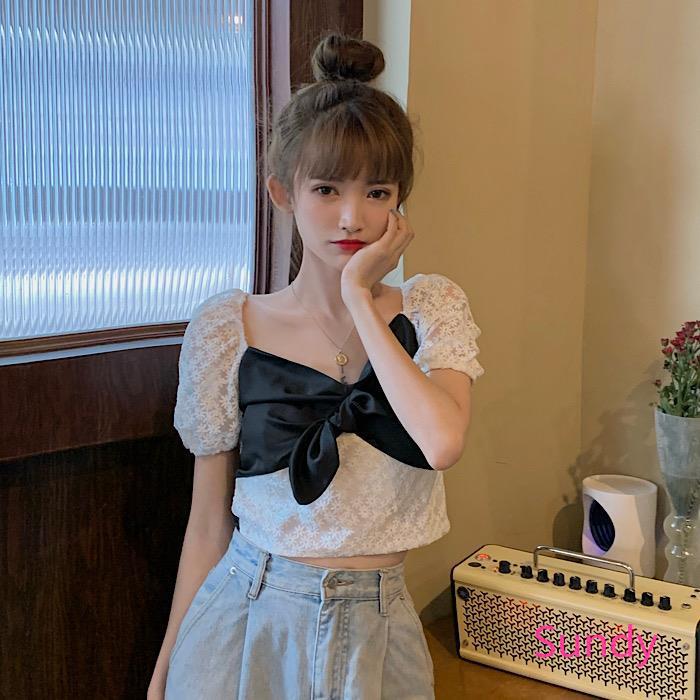 Áo Kiểu Tay Phồng Phối Ren Thời Trang Mùa Hè Cho Nữ