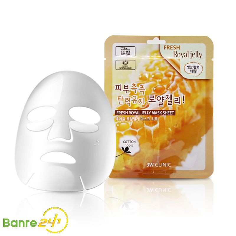 Mặt nạ dưỡng da chiết xuất từ sữa ong chúa 3W Clinic Fresh Royal Jelly Mask Sheet