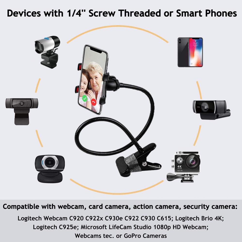 Chân đế Webcam Bàn linh hoạt Giá đỡ ngỗng Kẹp Kẹp Máy ảnh