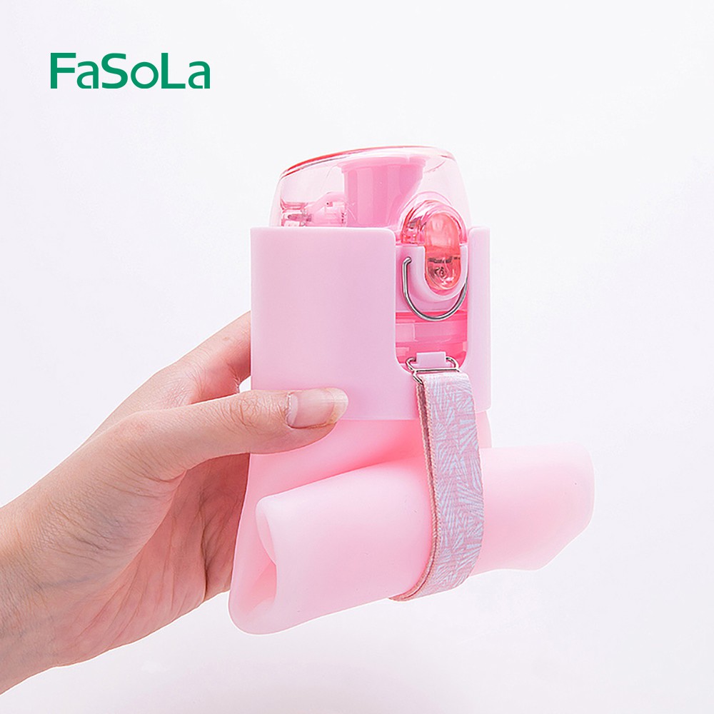 Bình nước thể thao 500ML silicone gấp gọn - Bình nước du lịch tiện lợi [FASOLA]