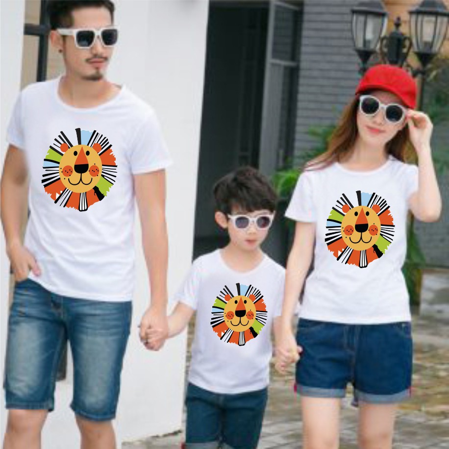 ÁO THUN GIA ĐÌNH MẶT SƯ TỬ GIÁ RẺ TẬN XƯỞNG MAY