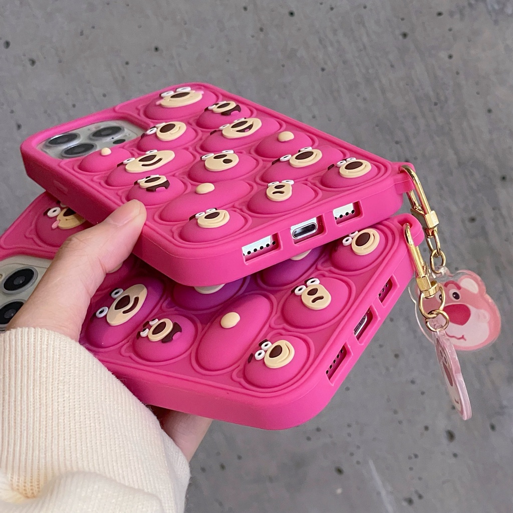 Ốp Điện Thoại Silicon Mềm Hình Gấu 3D Kèm Móc Khóa Cho Iphone 14 pro max 14 13 12 11 pro max xs xr x 6 6s 7 8 plus