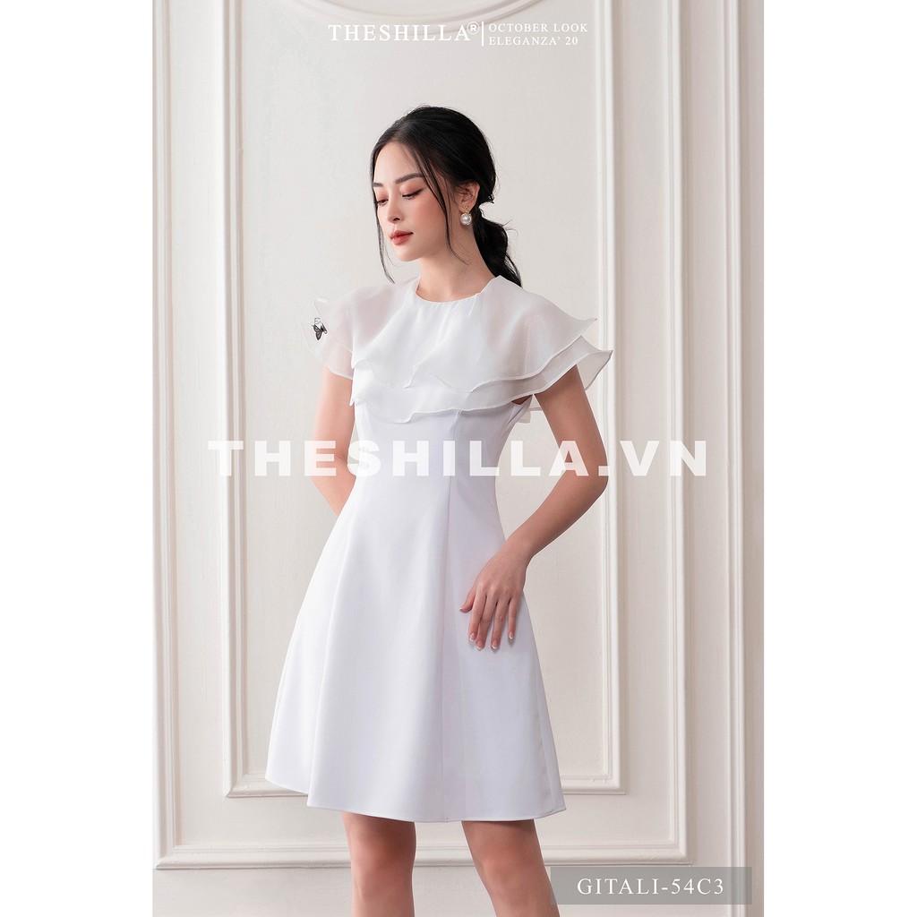 Váy thiết kế cao cấp màu trắng tici phối lưới họa tiết thêu thủ công [ Có video + Ảnh thật ] The Shilla - Gitali-54C3