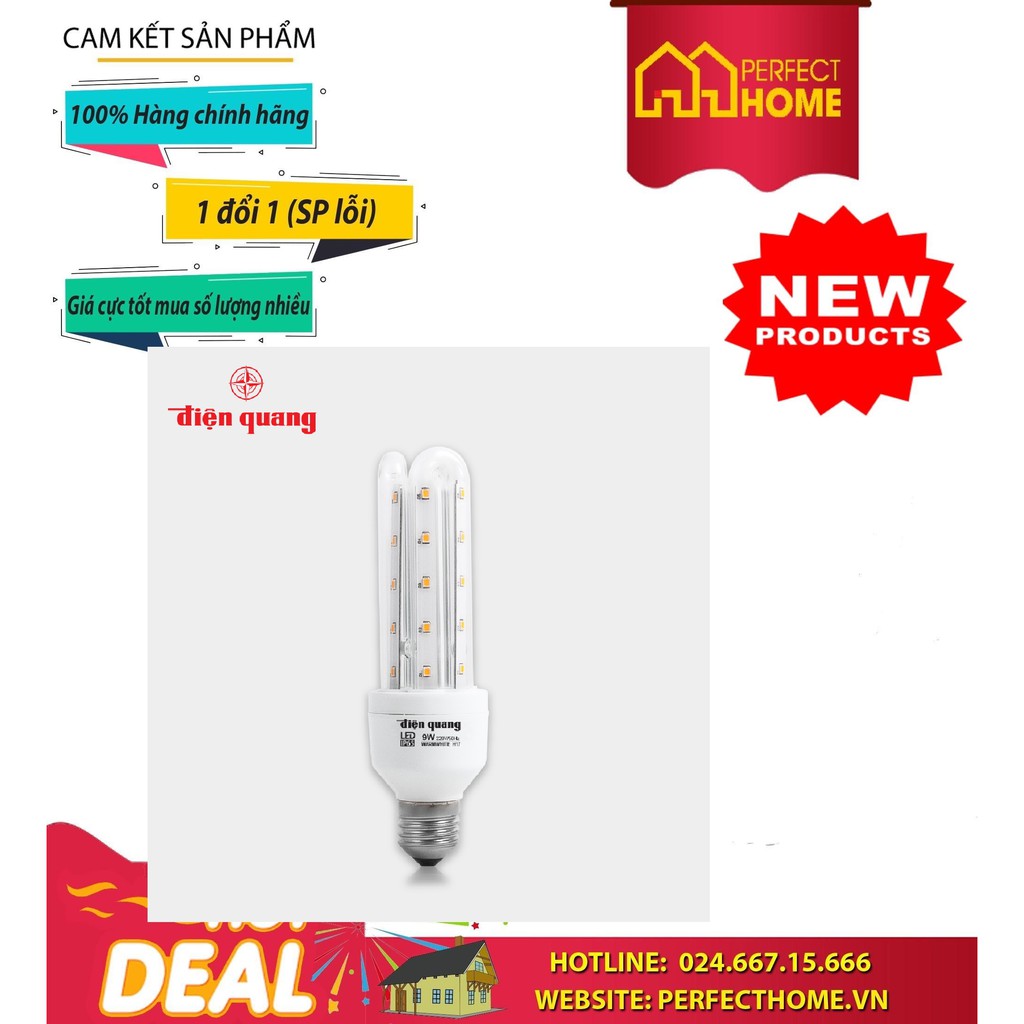 ( Hàng_Chính hãng) Đèn LED compact Điện Quang ĐQ LEDCP01 09727AW (9W, warmwhite, chống ẩm)