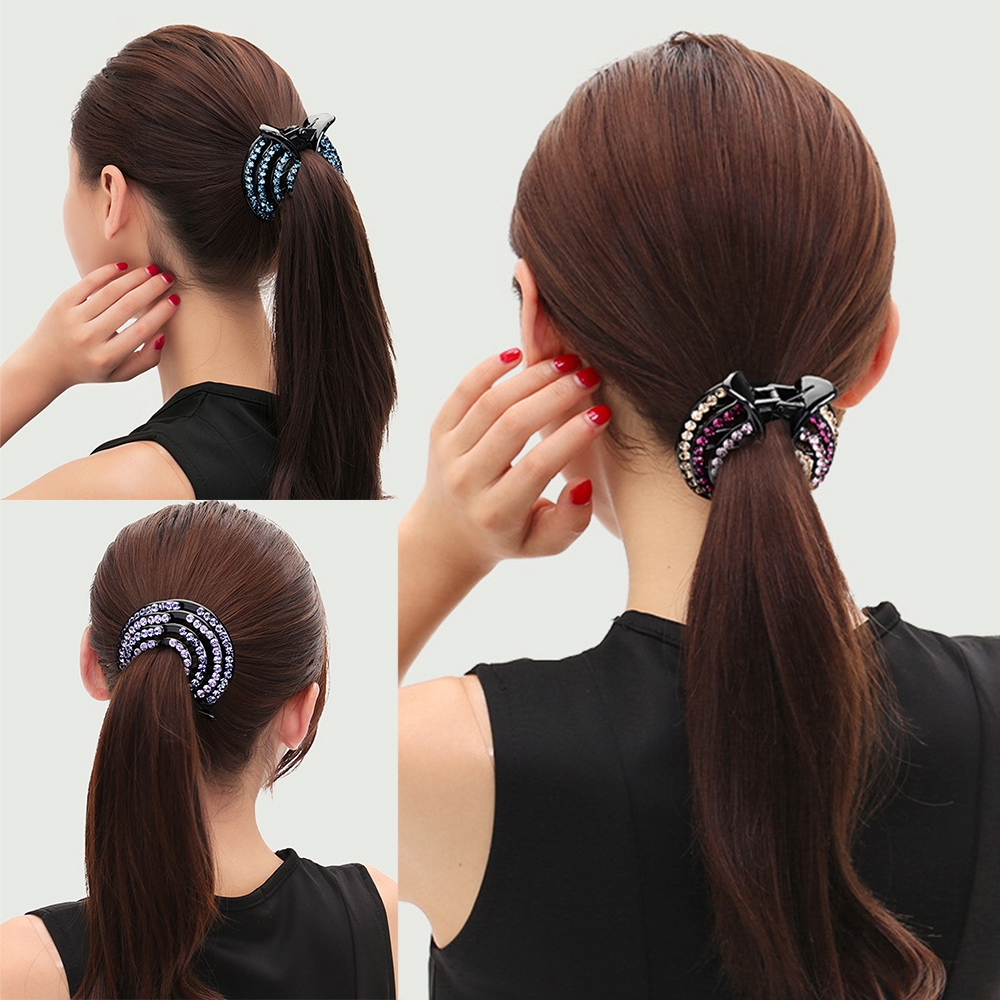 Kẹp tóc đính đá nhiều màu sắc dùng để làm kiểu tóc búi cho nữ