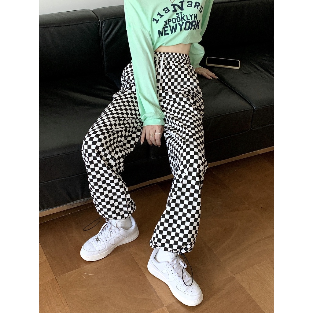 Quần ống rộng Sọc Ca Rô Hồng Thời Trang Trẻ Trung Cho Nữ size S-4XL