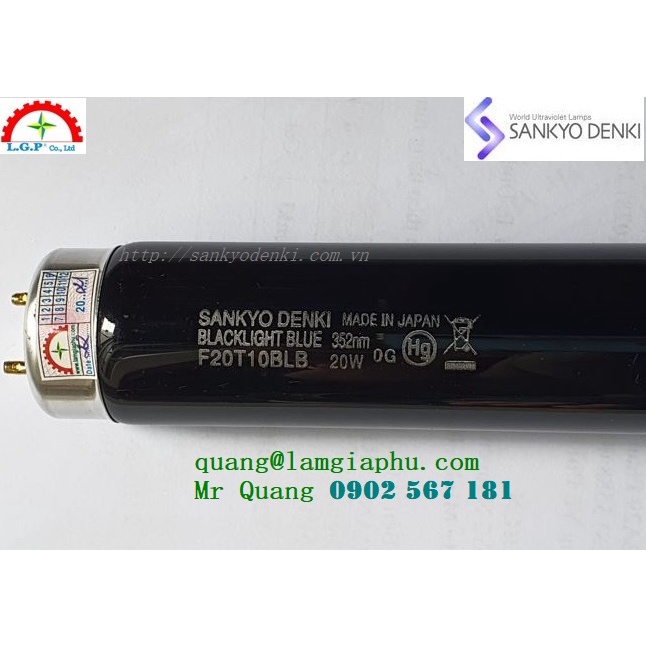 Đèn tia cực tím xanh đen UV Sankyo Denki F20T10BLB - 20W, 60cm
