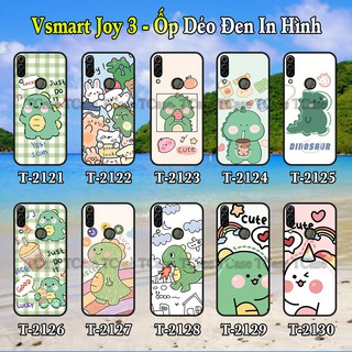 Ốp lưng Vsmart Joy 3 dẻo đen in hình Khủng Long Xanh Cute