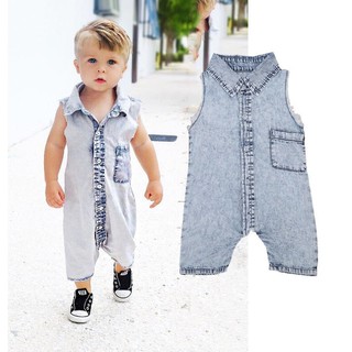BღBღKids Baby Boy Sleeveless Denim Jumpsuit With Pocket