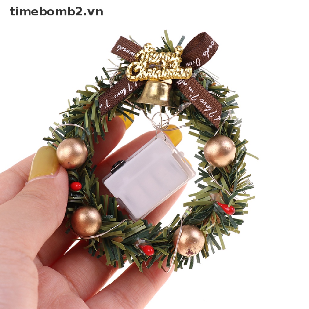 Vòng Hoa Giáng Sinh Có Đèn Trang Trí Nhà Búp Bê 1 / 12 1 / 6
