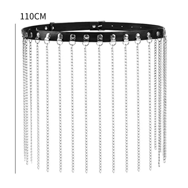Dây Xích Đeo Hông Bằng Da PU Tua Rua Phong Cách Punk Quyến Rũ Dành Cho Nữ