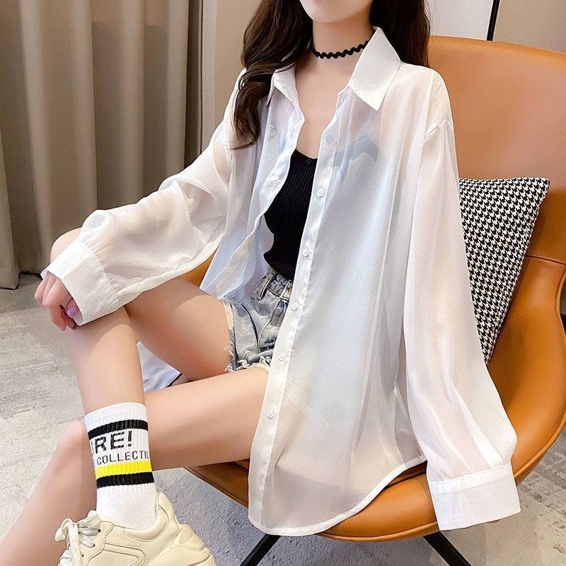 Áo Sơ Mi Chiffon Lụa Mỏng Dáng Rộng Chống Nắng Thời Trang Mùa Hè Hàn Quốc