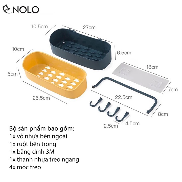 Kệ Đa Năng Dán Tường Có Móc Treo Khăn, Vật Dụng Model KK02 Chất Liệu Nhựa PP