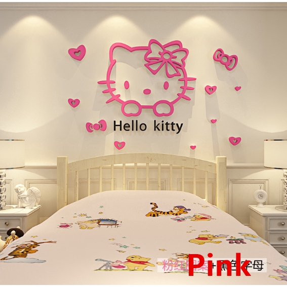 Nhãn dán trang trí tường nhà hình Hello Kitty