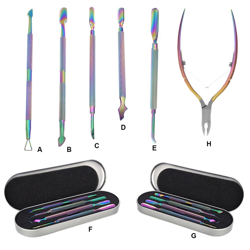 Bộ Dụng Cụ Cắt Móng Hai Đầu Đa Chức Năng Màu Sắc Dành Cho Salon Làm Móng Nghệ Thuật