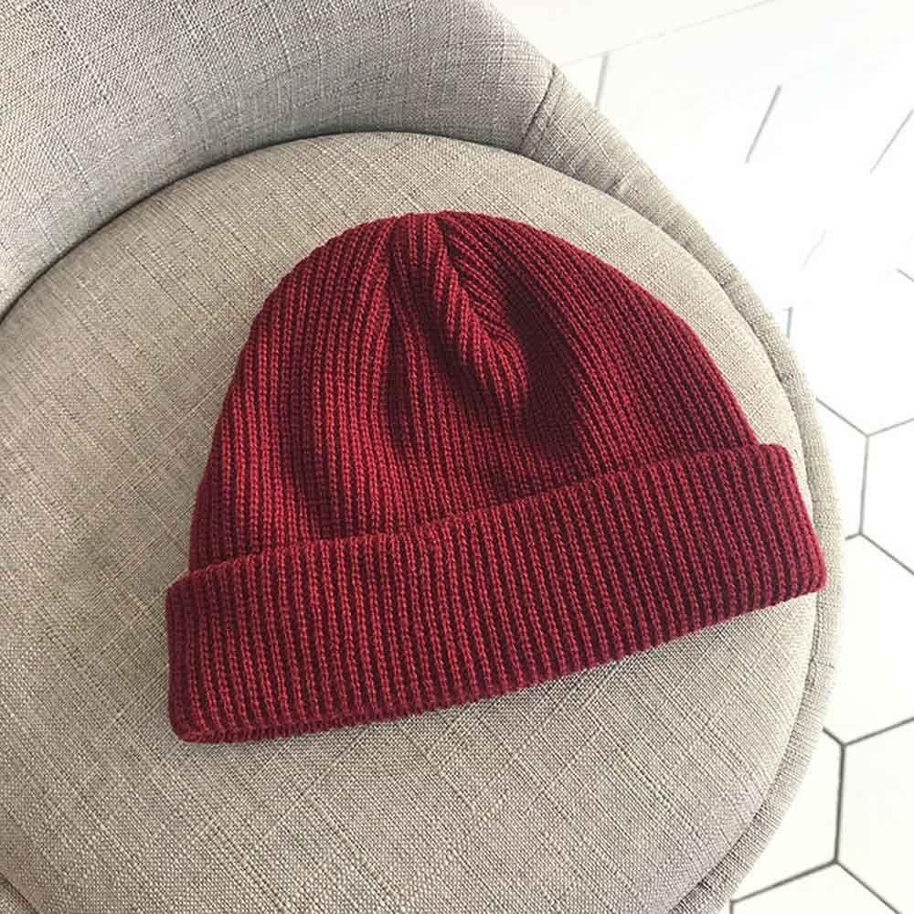 Mũ Len Beanie Ngắn Gân Mùa Đông