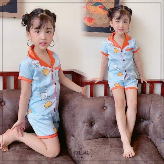 Bộ đồ ngủ lụa cho bé gái (Ảnh thật)