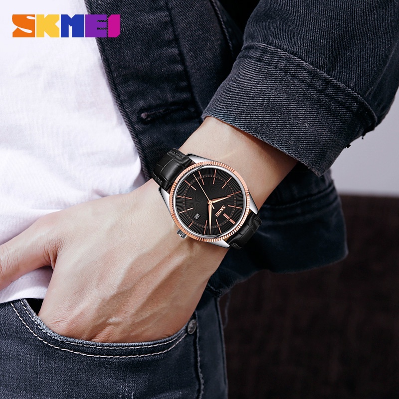 Đồng Hồ Quartz Chống Thấm Nước Với Dây Đeo Da SKMEI 9298