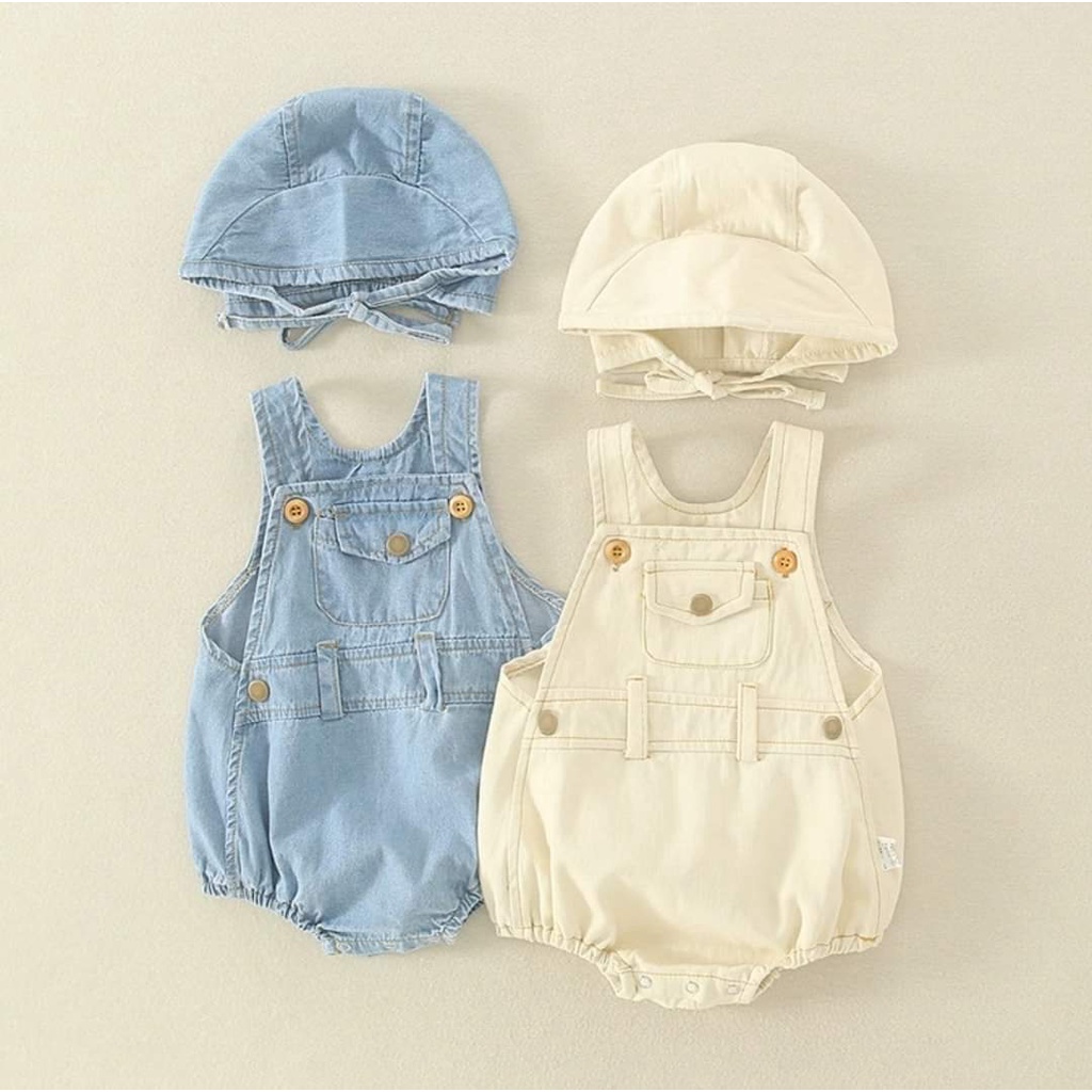 Yếm jeans kèm mũ