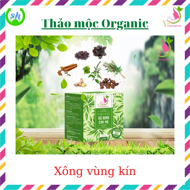 Thảo mộc xông vùng kín Vimama Organic - hộp 15 gói túi lọc