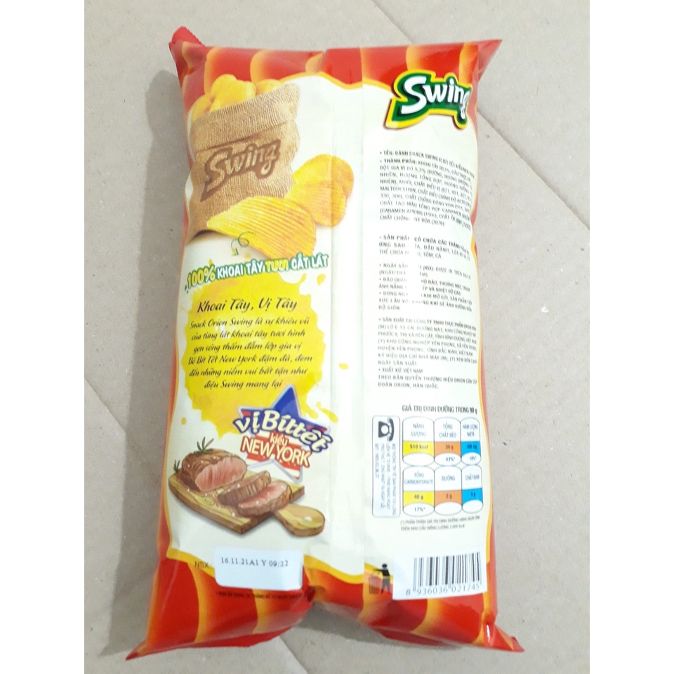 Bánh Snack Swing Orion Vị Bò Bít Tết Gói 108g