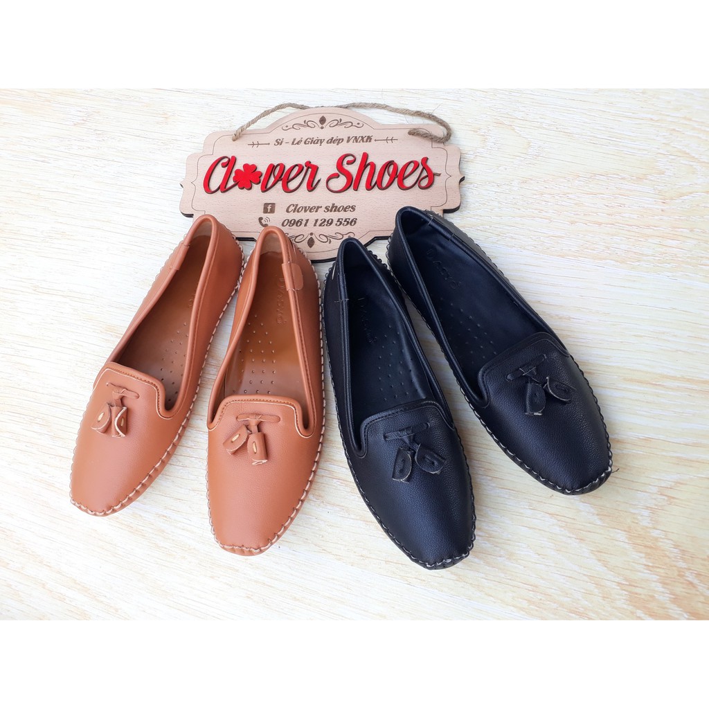 Giày bệt nơ chuông da toàn bộ siêu êm mềm (đen, bò) Daisyo VNXK- G005 | BigBuy360 - bigbuy360.vn