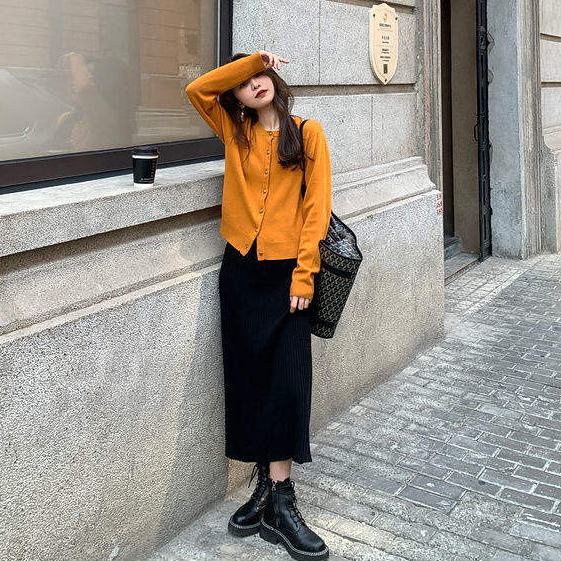 Áo cardigan dệt kim dáng ôm phong cách retro Hàn Quốc thời trang thu đông mới cho nữ