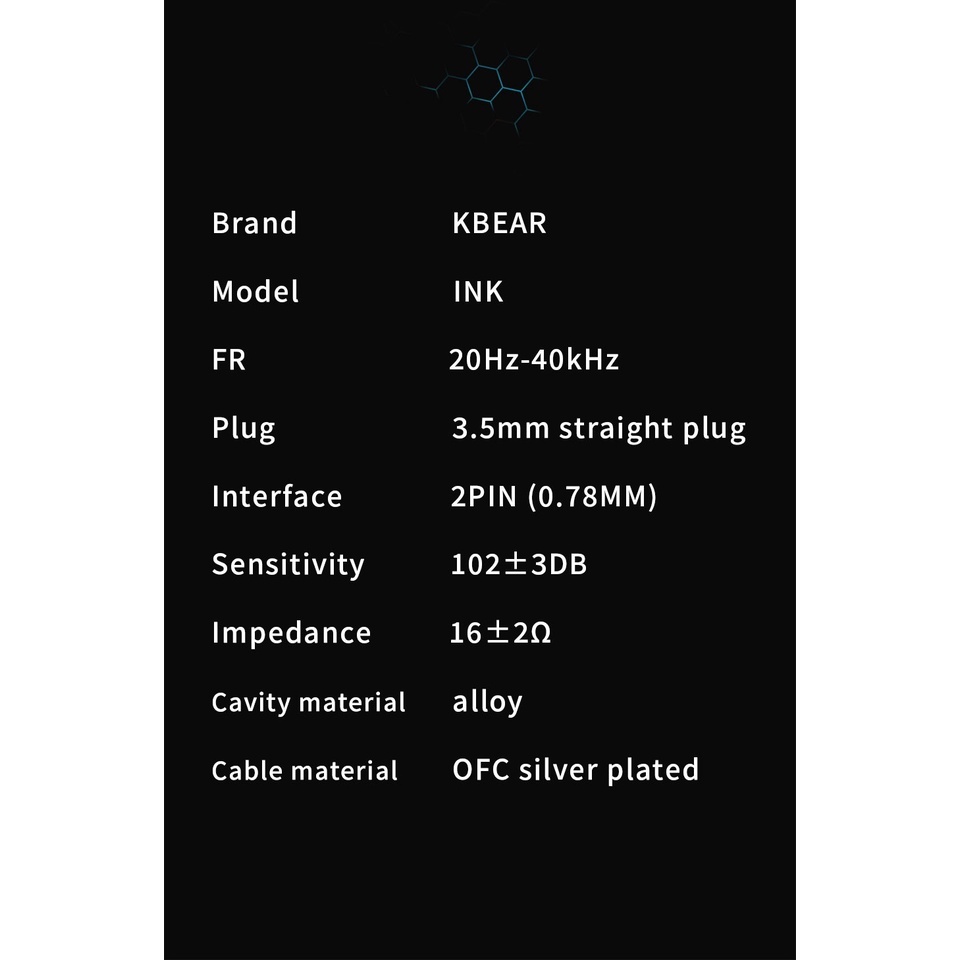Tai Nghe Nhét Tai KBEAR INK 8.8mm DLC Diaphragm Có Dây Theo Dõi Âm Thanh HIFI
