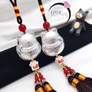 Mèo Thần Tài Bạc Dùng Treo Xe - Trang Trí Nhà Cửa - Đem Lại Vận May Tài Lộc
