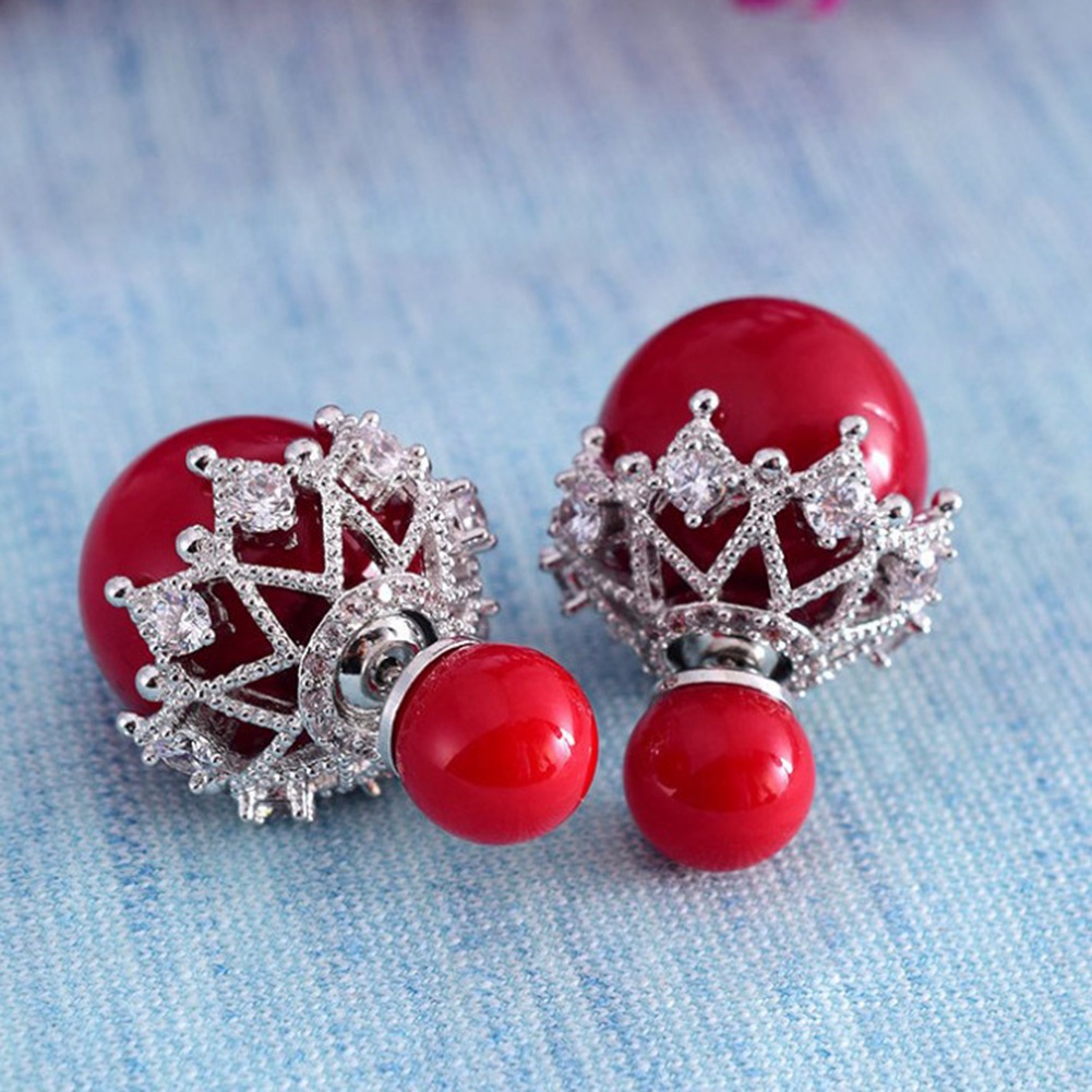 Đôi bông tai hình hoa đính ngọc trai giả kiểu dáng thanh lịch cho nữ