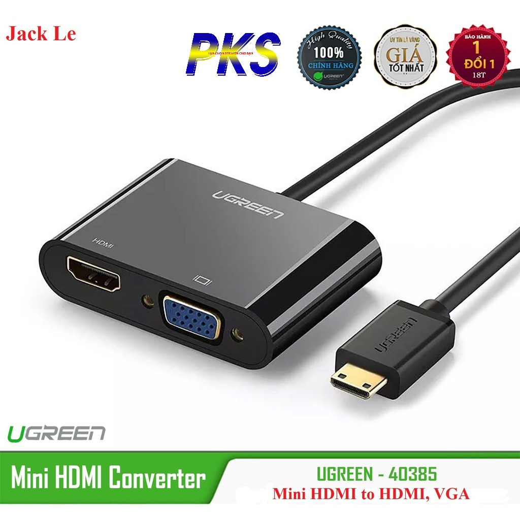 Cáp Mini HDMI To HDMI và VGA chính hãng Ugreen 40385