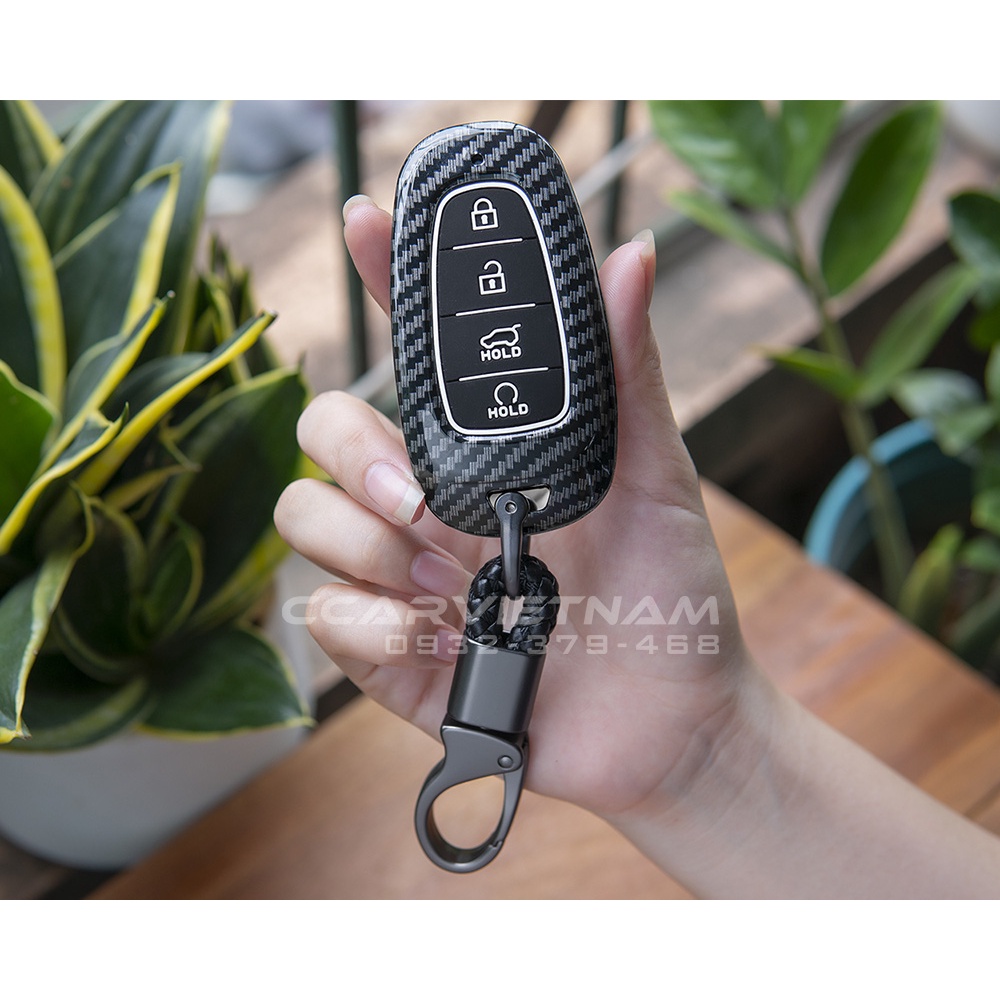Ốp Khóa Ô Tô Hyundai Santafe 2021-2022, Tucson 2022 Vân Carbon Cao Cấp - Bọc Bảo Vệ Chìa Khóa MÃ [HYUN-21]
