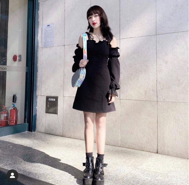 Đầm dự tiệc trễ vai hai dây có clip thật | BigBuy360 - bigbuy360.vn