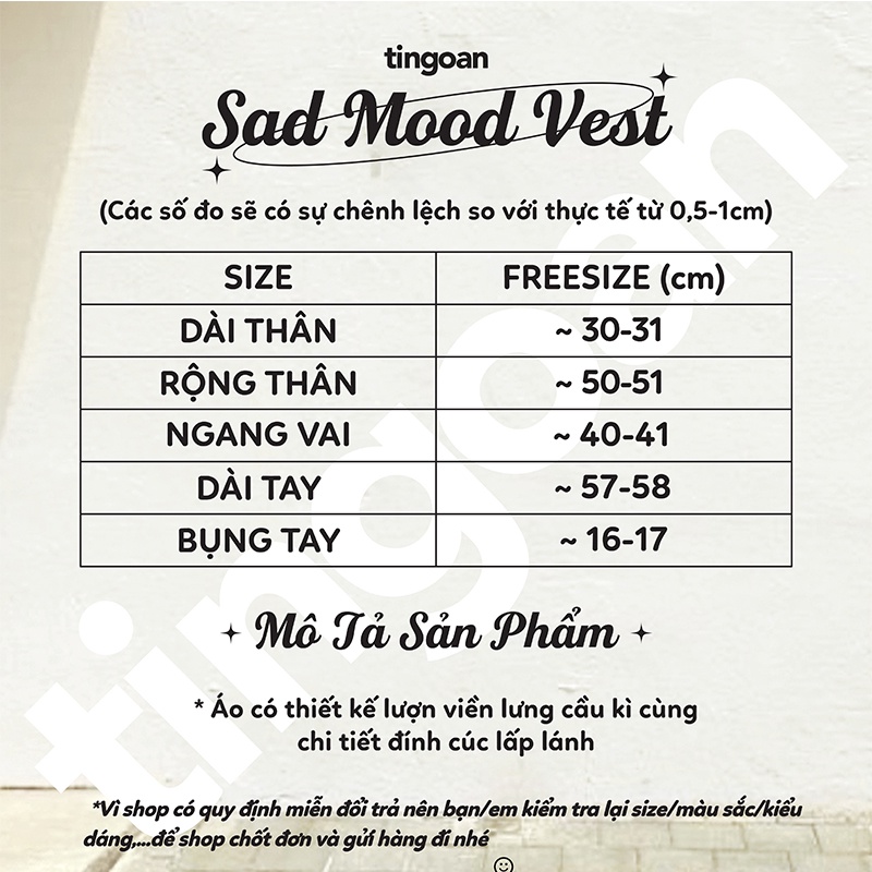 TINGOAN® - Áo khoác vest crop ngắn khoét lưng xám SAD MOOD VEST/GR