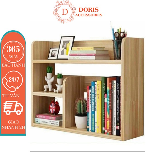 Kệ để hồ sơ văn phòng chất liệu gỗ ép cao cấp l Kệ sách mini để bàn gỗ mdf, nhiều ngăn đựng đồ DORIS ACCESSORIES