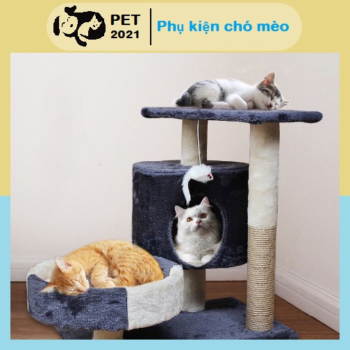 Cattree 3 Tầng Có Trụ Cào Móng - Nhà Cây Cho Mèo - PET 2021