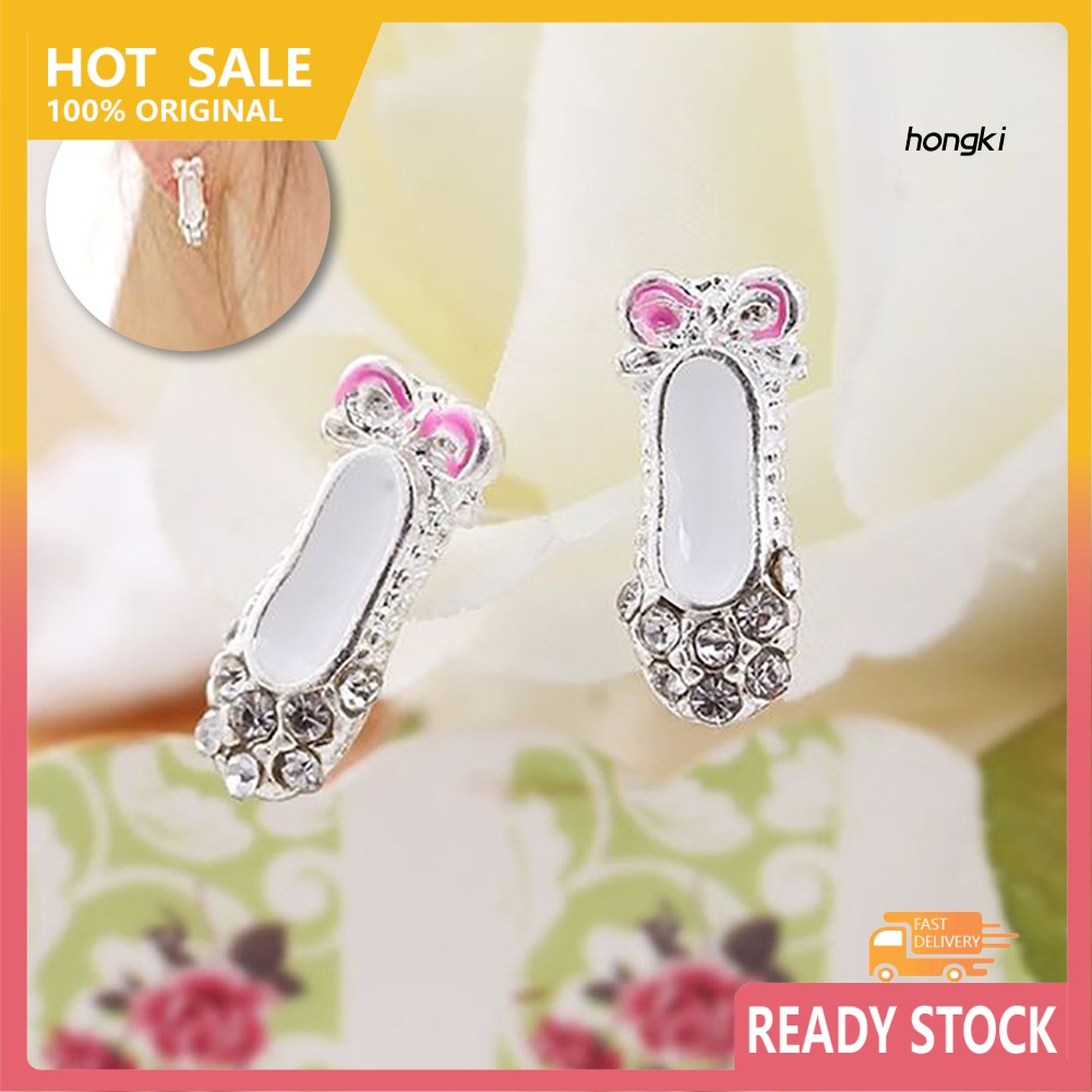 Đôi Bông Tai Dáng Dài Hình Đôi Giày Ba Lê Đính Đá Thời Trang Cho Nữ