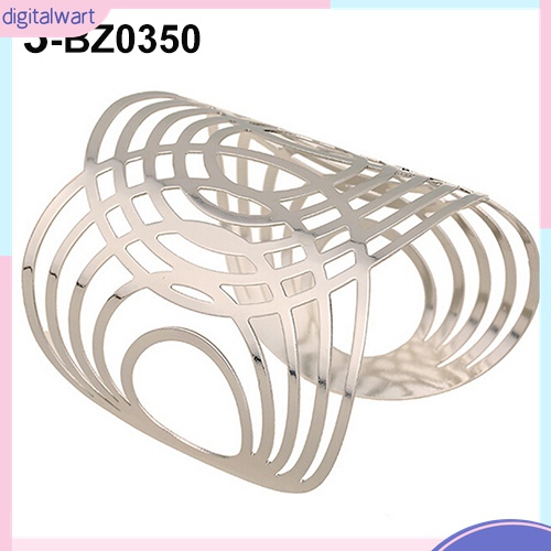 {digitalwart} Hot Vòng Tay Dạng Hở Họa Tiết Hình Học Rỗng Màu Vàng / Bạc Phong Cách Punk Thời Trang Unisex