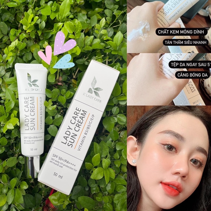 Kem chống nắng LADY CARE SUN CREAM SPF50 50ml bảo vệ da toàn diện, cung cấp vitamin E, B3, B5, Vitamin C