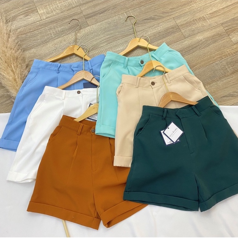 [Mã SKAMFSW175 giảm 10K đơn 50K] Quần short nữ lưng cao ống rộng cạp cao ulzzang LEOSWEARING A04