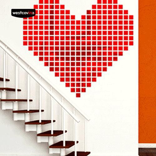Nhãn Dán Tường Hình Vuông Theo Phong Cách Mosaic Hiệu Ứng tráng Gương