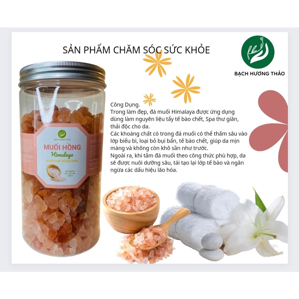 MUỐI HỒNG HIMALAYA - Làm đẹp da- Hạt nghiền mịn- hạt vừa - Hạt to, bạch hương thảo