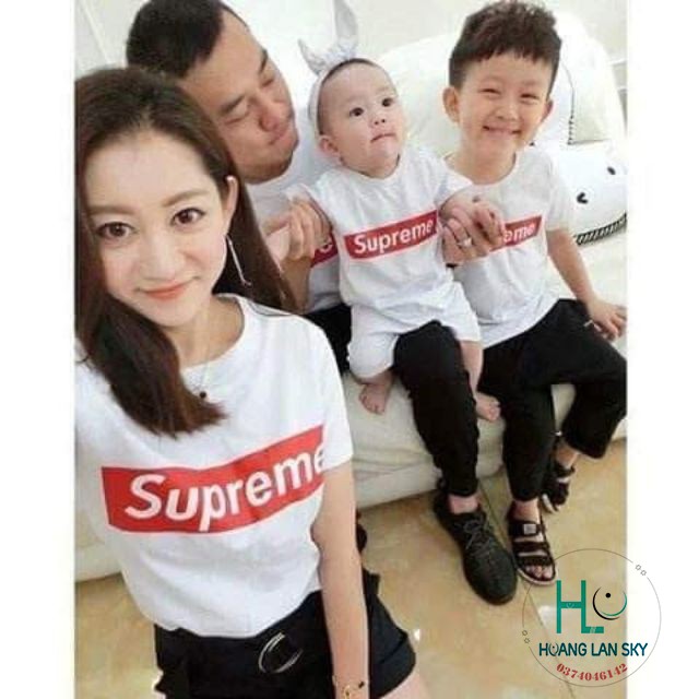 Áo cặp áo nhóm có ảnh thật bên phải in chữ SUPREME [Giá 2 áo]