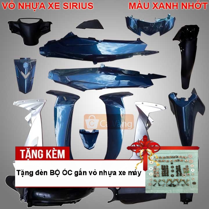 Bộ dàn áo dành cho xe SIRIUS màu Xanh nhớt - phanh CƠ,Tặng kèm bộ ốc theo xe